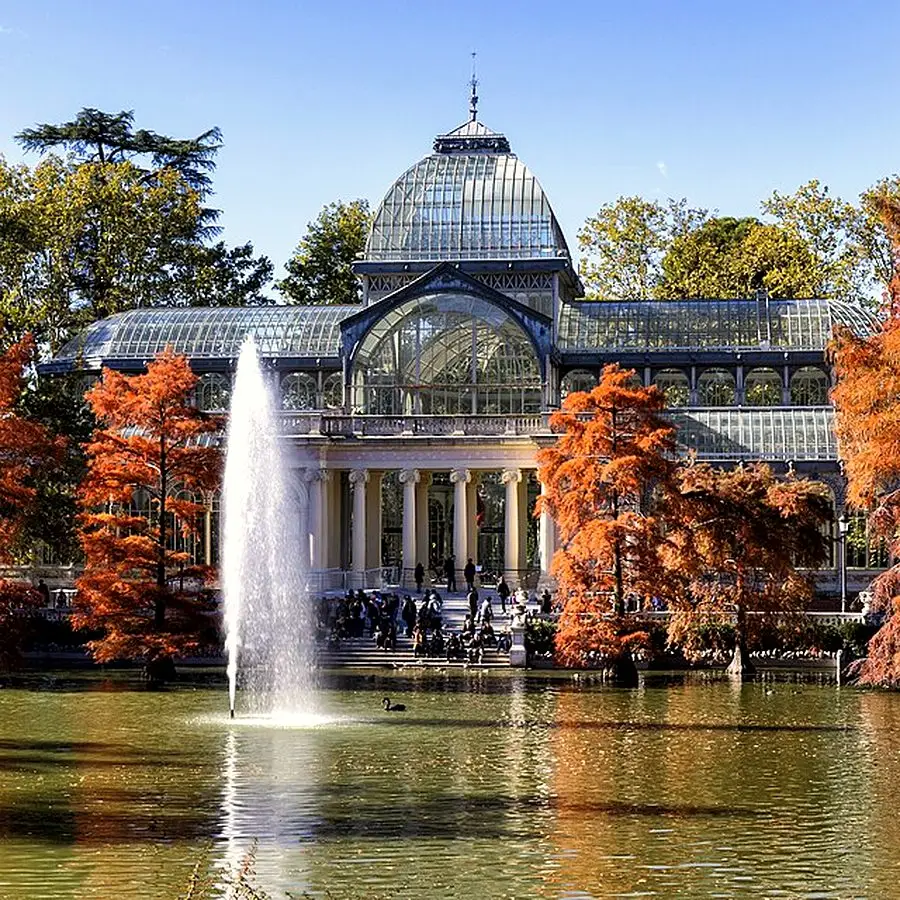 The glass Palacio de Cristal in Retiro park, Madrid
