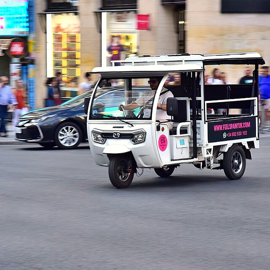 A tuk tuk on Gran Via in central Madrid